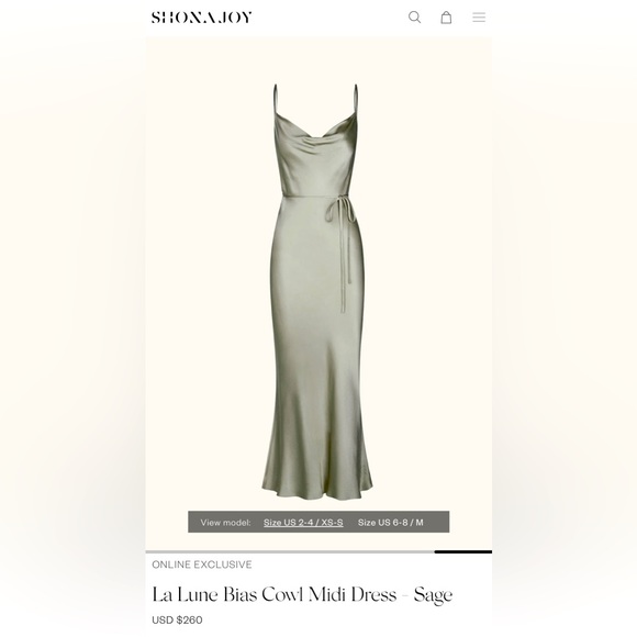 Shona Joy | Dresses | Shona Joy La Lune Bias Cowl Midi Dress Sage Green |  Poshmark